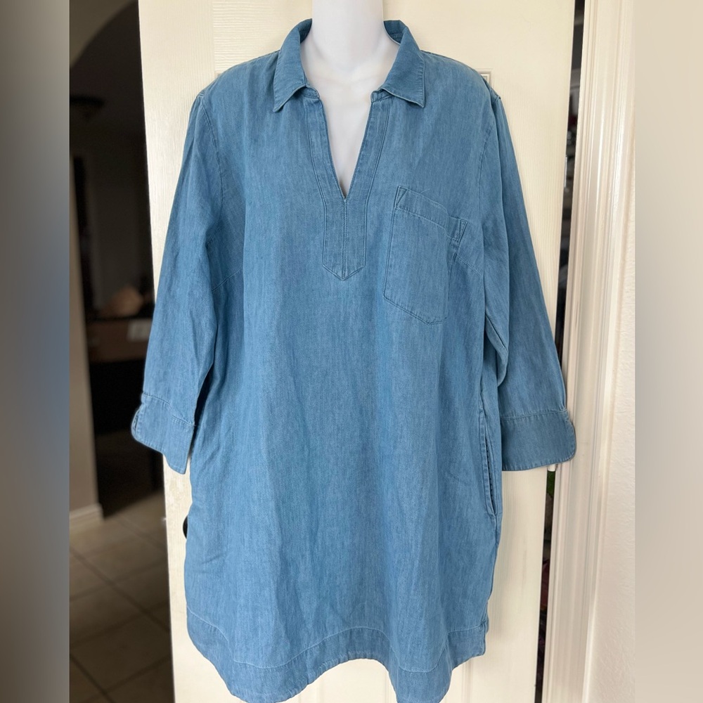NWT Vineyard Vines Light Blue Denim Tunic Dress - Long Sleeve XL - Picture 4 of 16